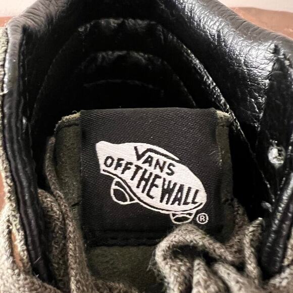 Unisex Vans Off the Wall High Top Green Canvaas Sk8 Black Suede and Leather - Picture 9 of 11